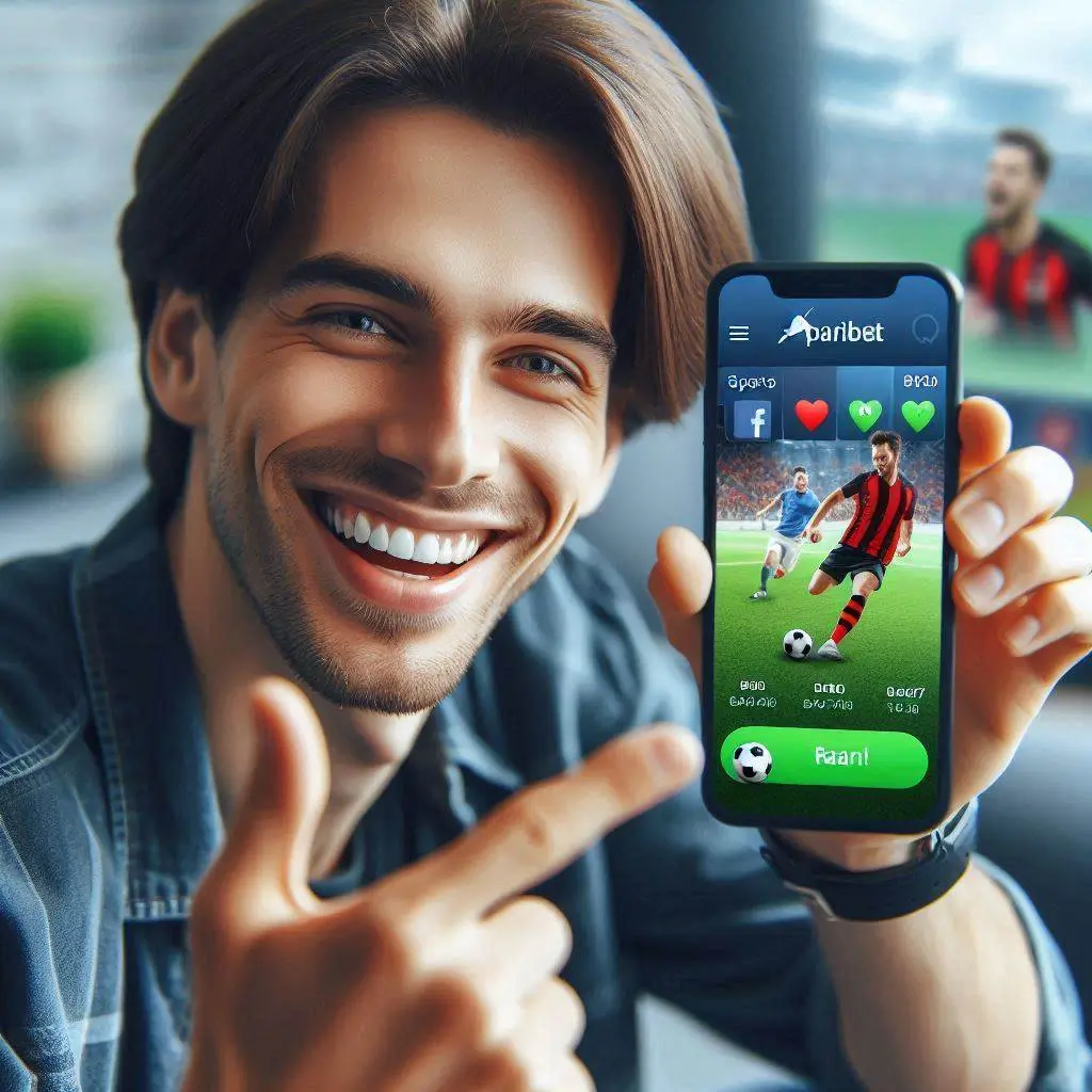 Illustration of a phone with the Paribet app open