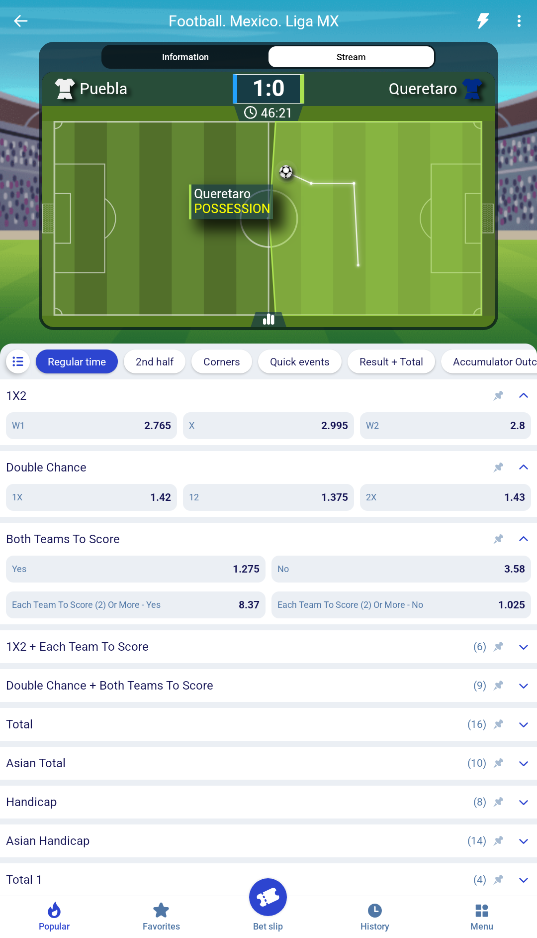 Paripesa can offer timely updates of matchs statystics and variety of bet types