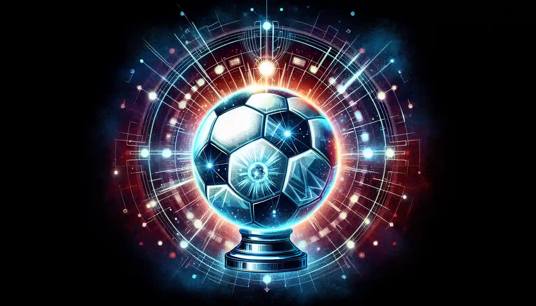 Illustration of a soccer ball and a prediction symbol