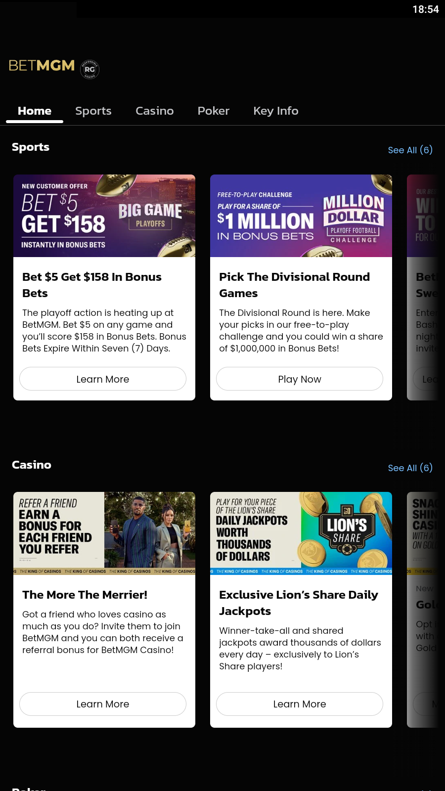 The list of available promotions