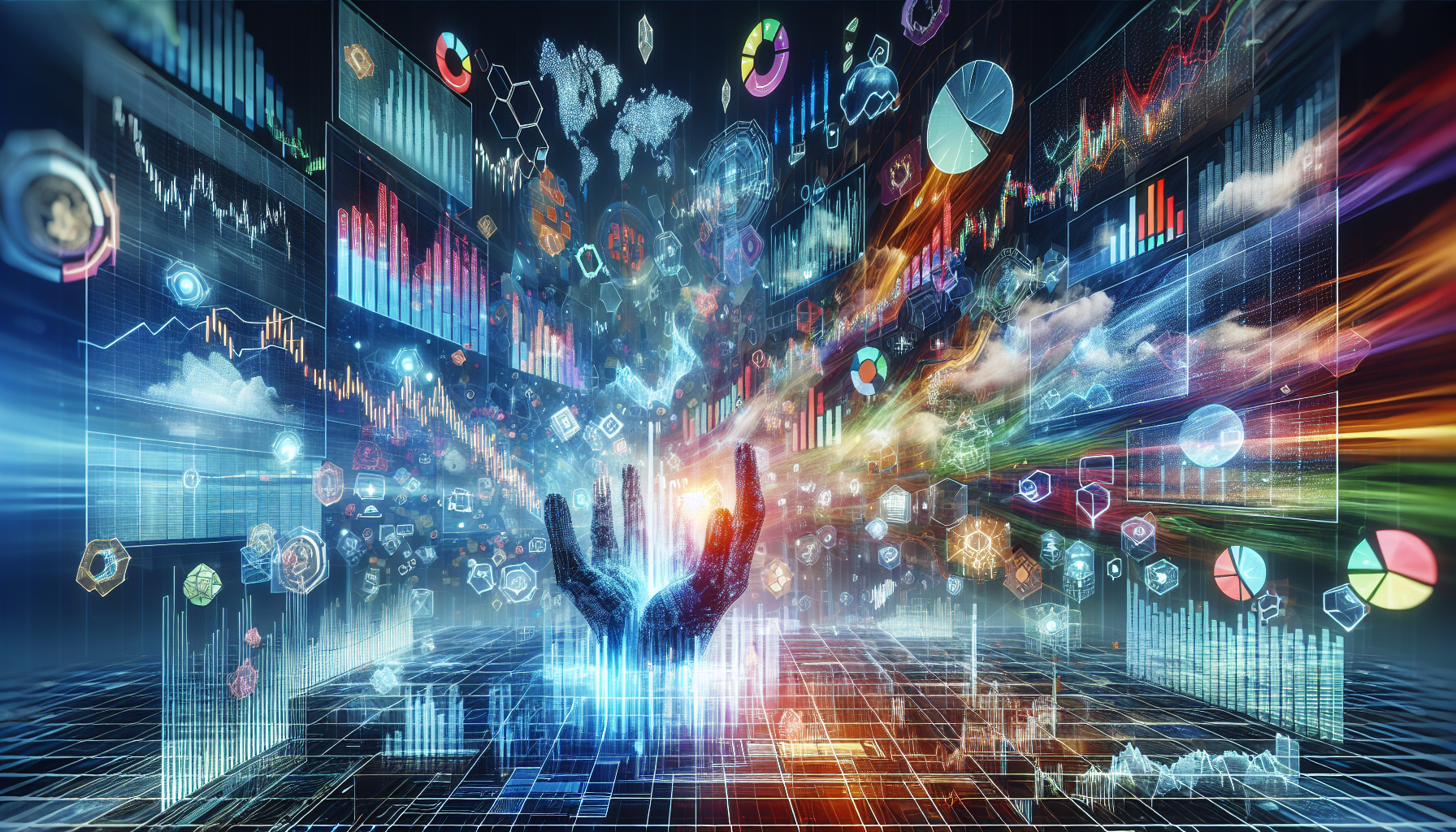 Illustration of a virtual stock market