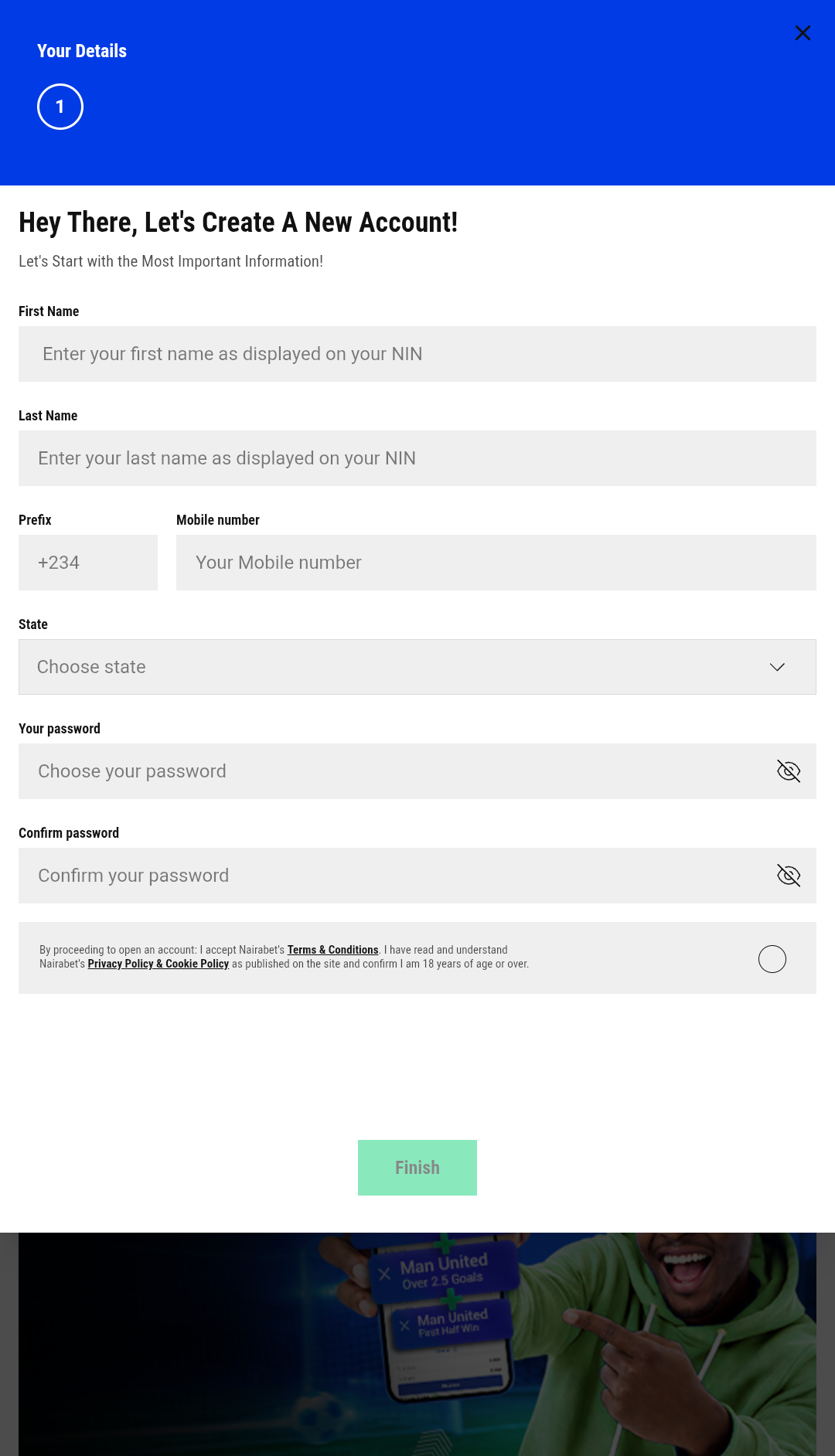 Fill this form to have your account registred