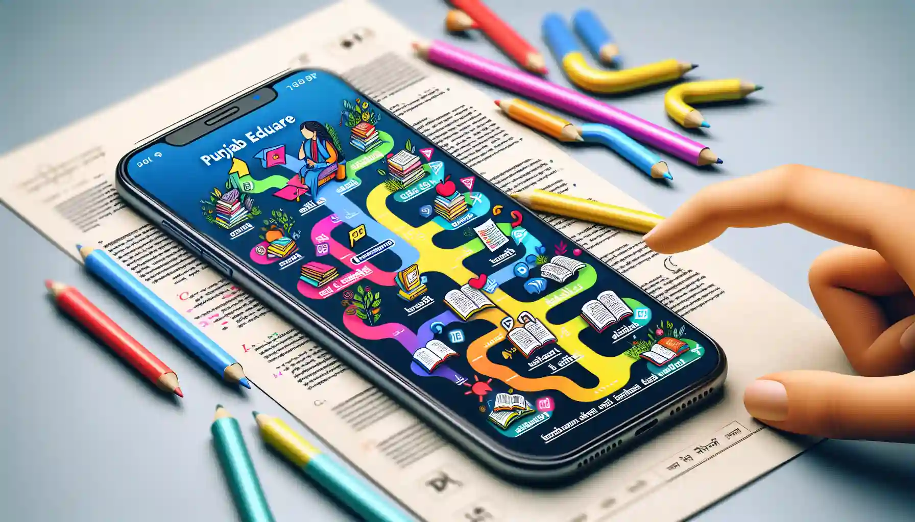 Illustration of the user-friendly interface and navigation of the Punjab Educare app