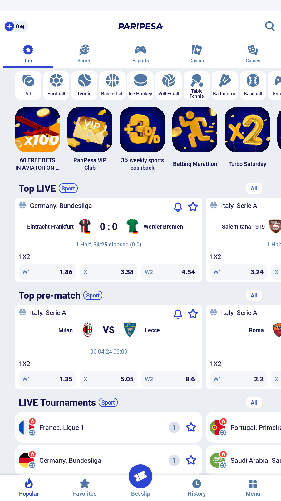 Illustration of navigating the Paripesa app's user interface