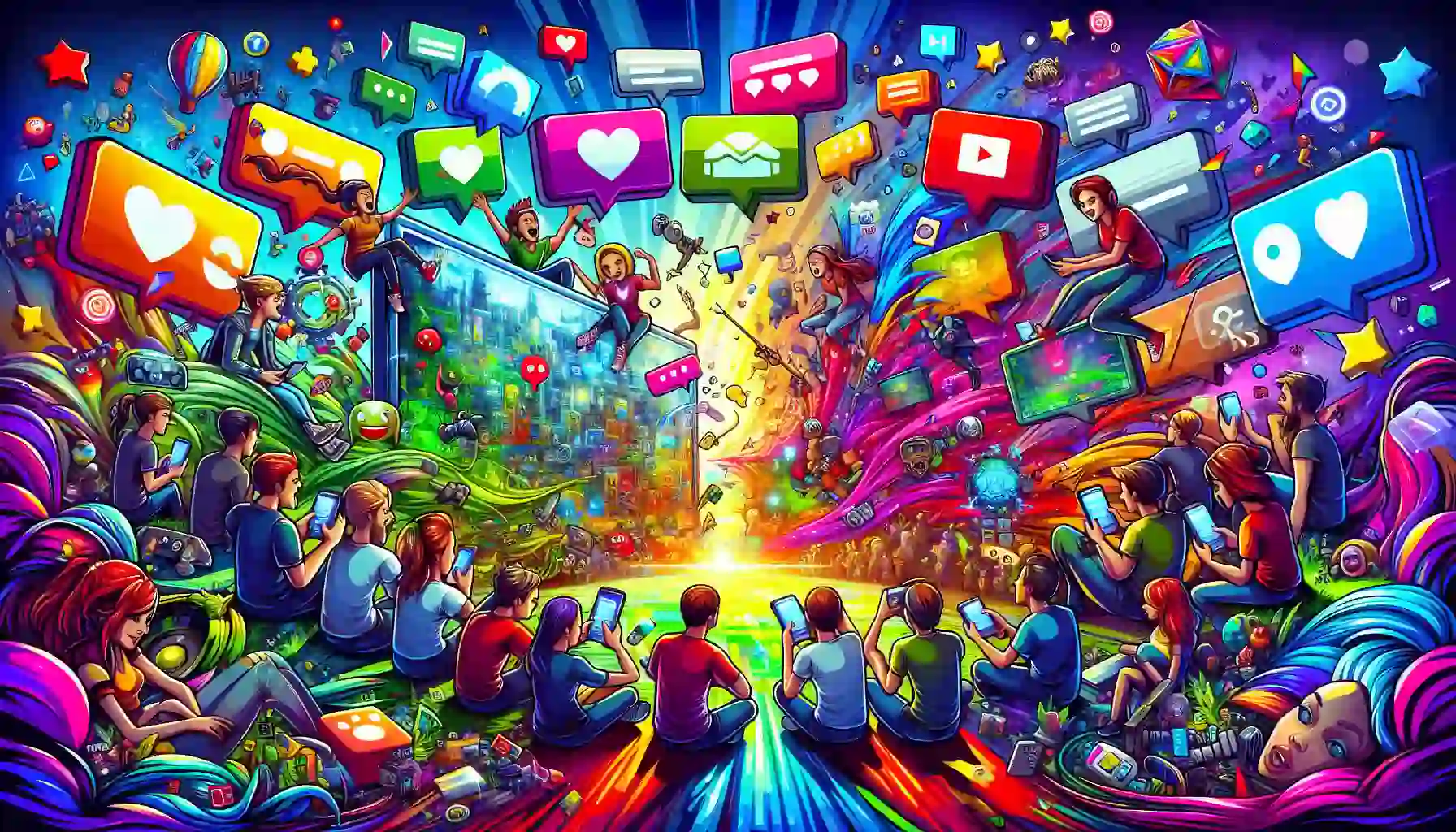 An illustration representing social and community features in gaming.