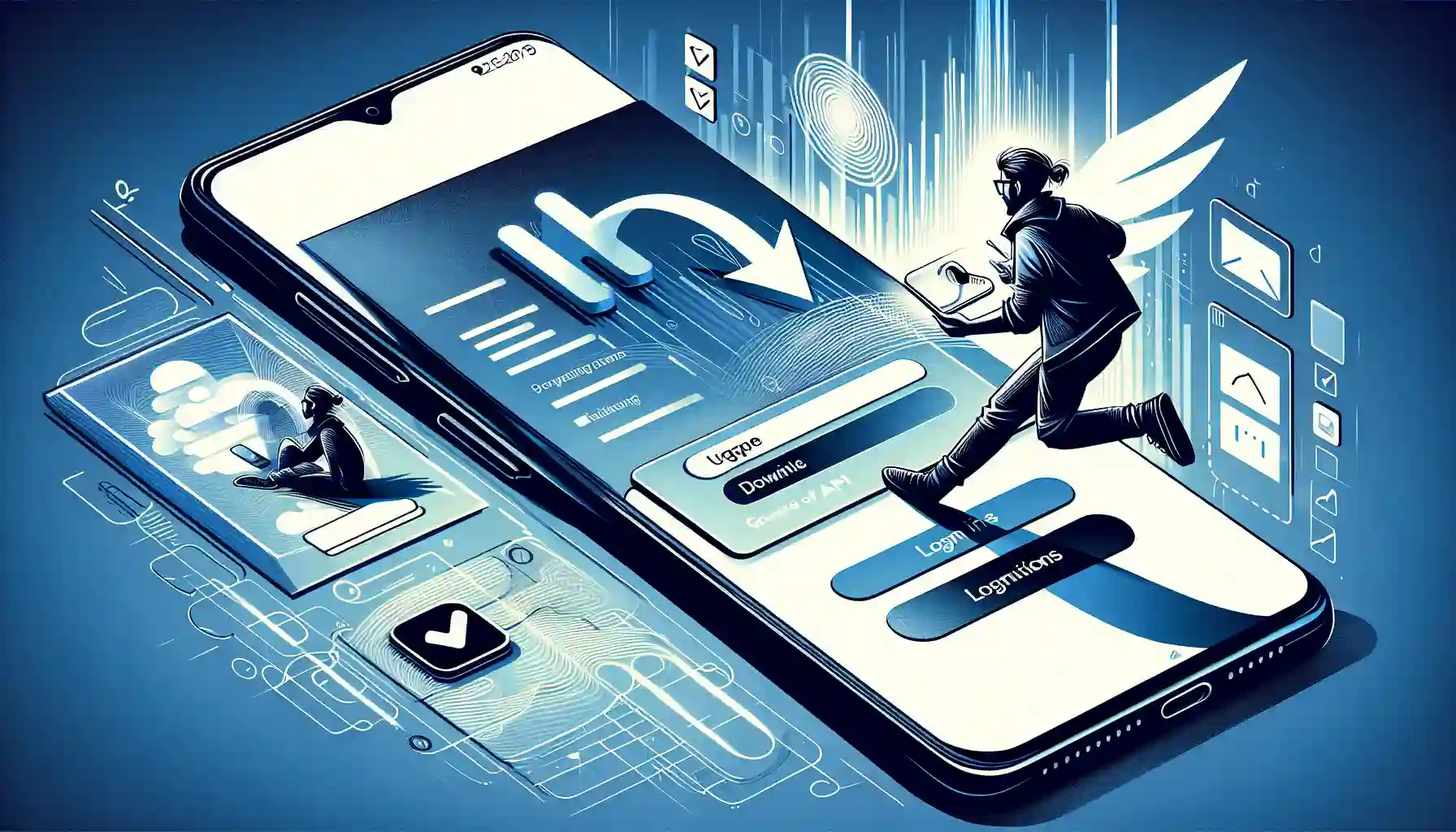 Illustration of a person setting up Huawei Health app on a smartphone