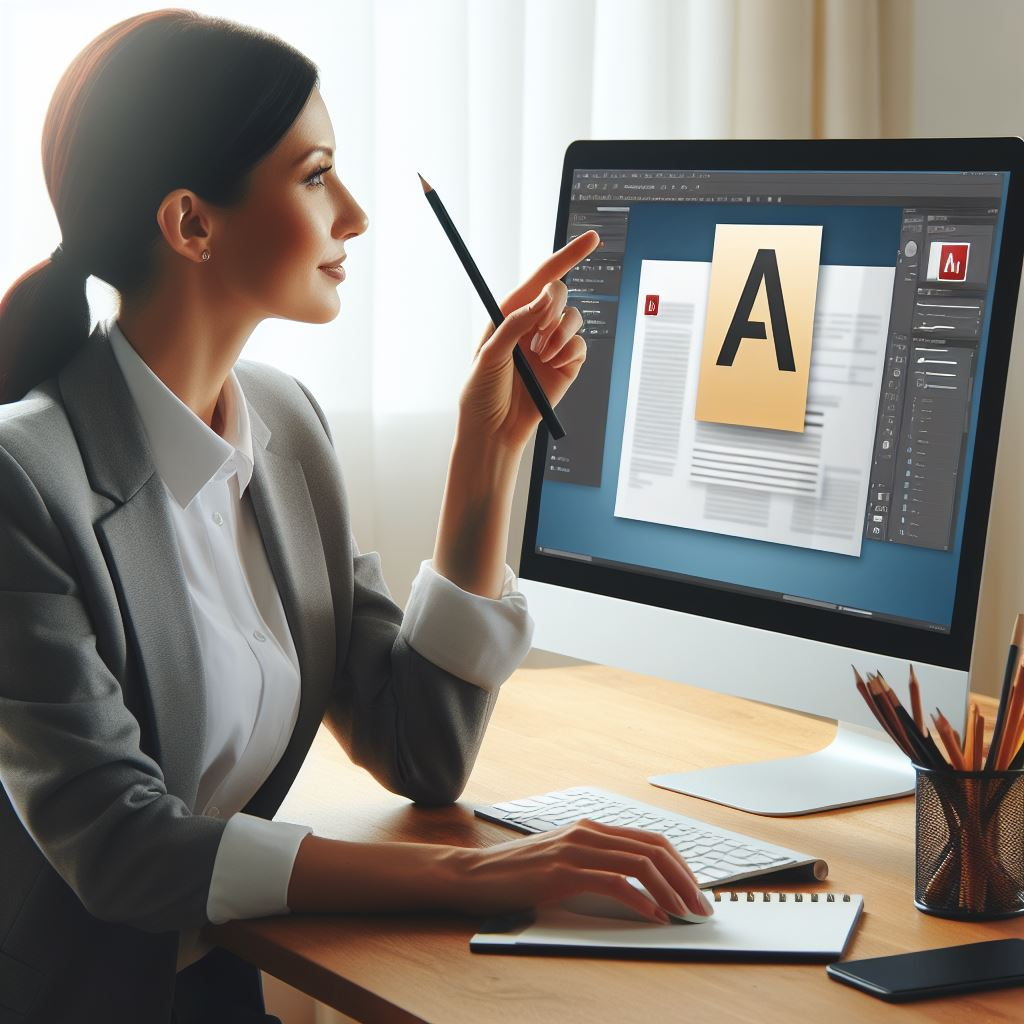 A person using desktop version of Adobe Acrobat pro with premium features on the screen of Windows PC
