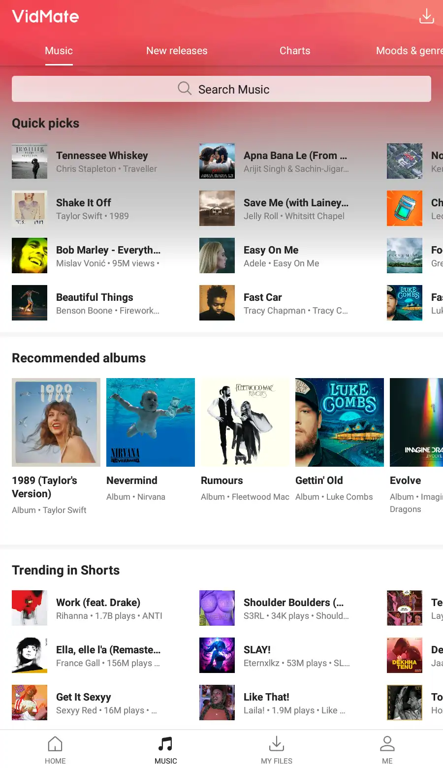 Illustration of VidMate app interface with HD video playback and music options