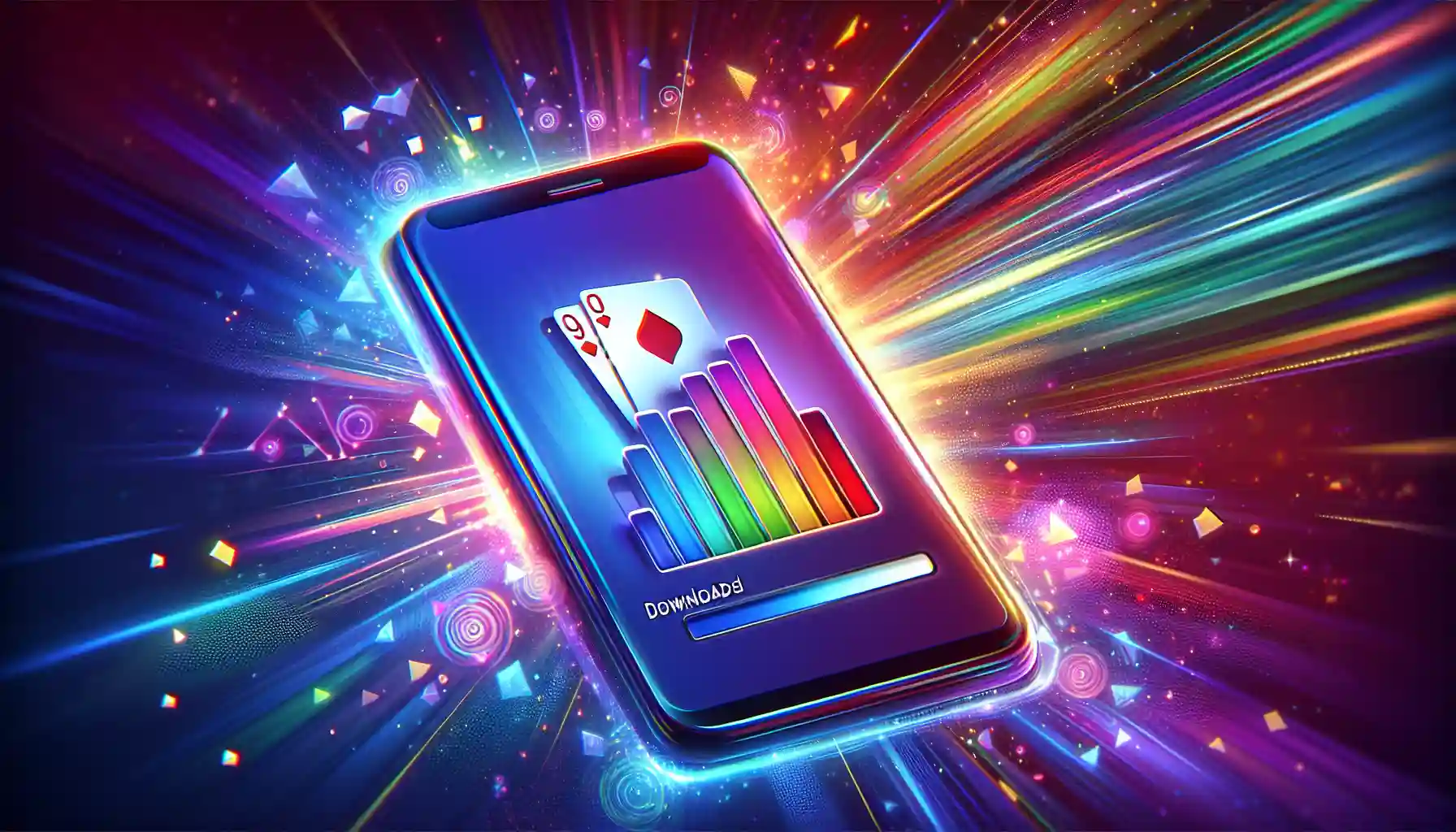 Colorful illustration of downloading a new app