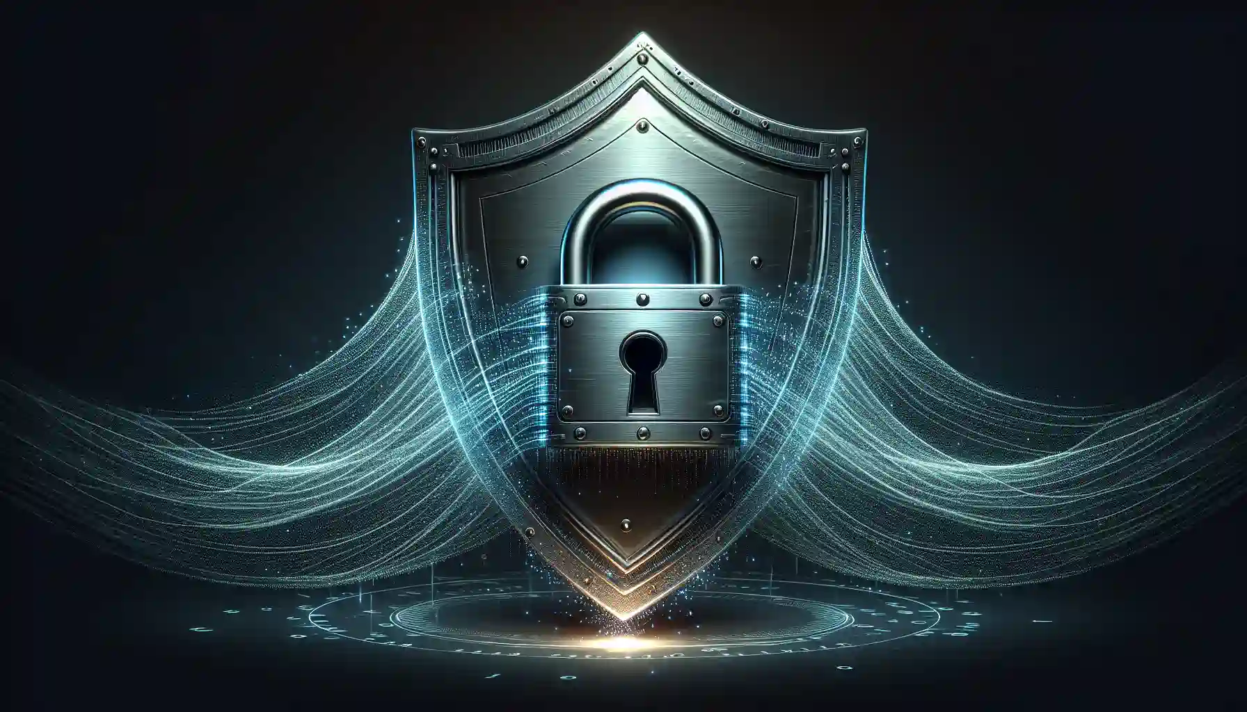 Illustration of a shield with a lock symbolizing SSL encryption and security features