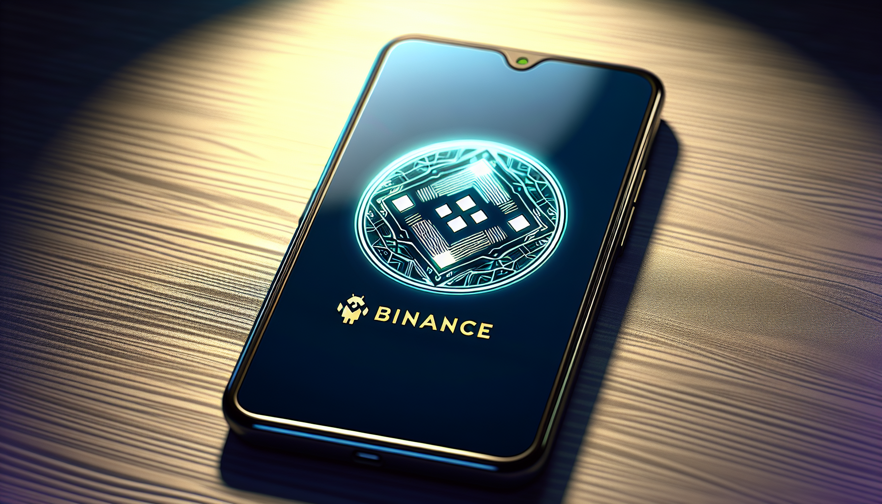 Illustration of a smartphone with Binance APK logo on the screen
