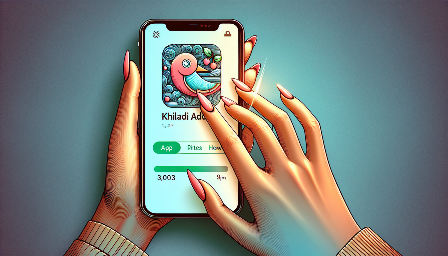 Illustration of a smartphone with the Khiladi Adda app being downloaded 