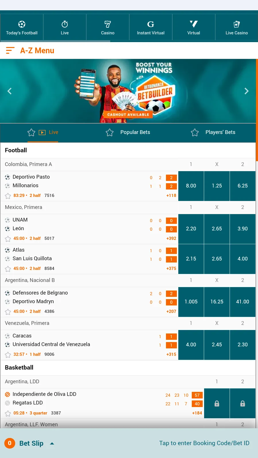 A mobile phone with the Betbonanza app open