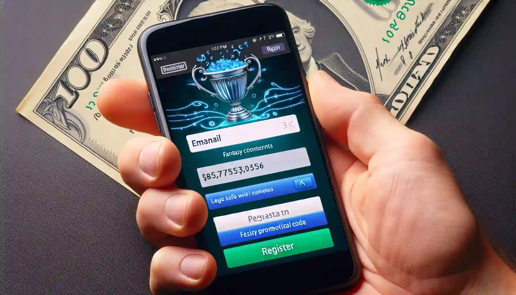 User registering on the Boom Fantasy app