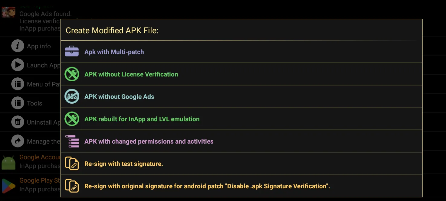 Application offers lots of different mods, some of them available without root