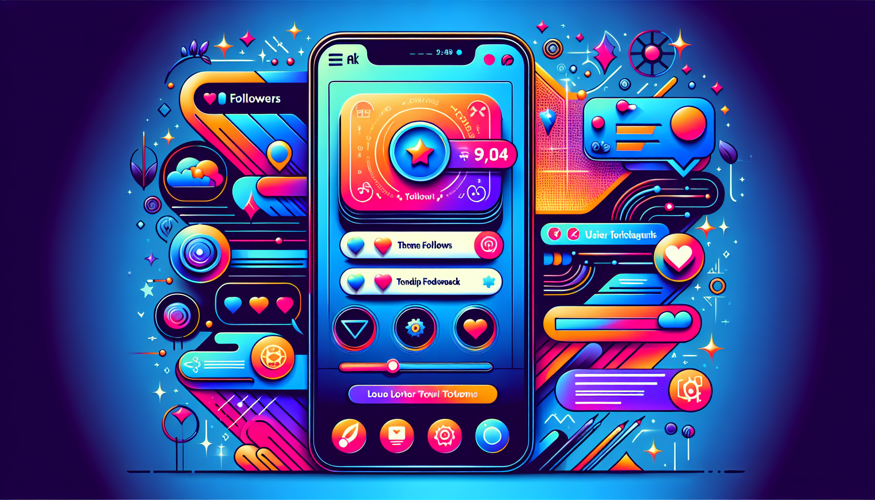 An illustration of a user-friendly interface of the Niva Followers APK on a mobile device.