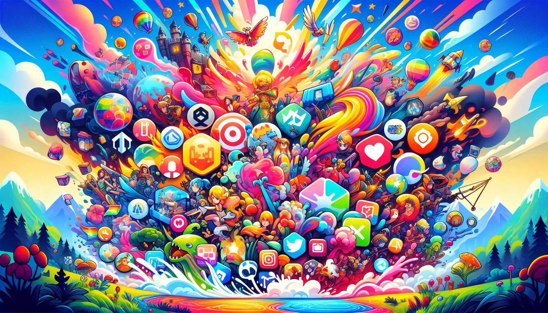 An illustration showcasing a variety of mobile games available on the Mistplay app.