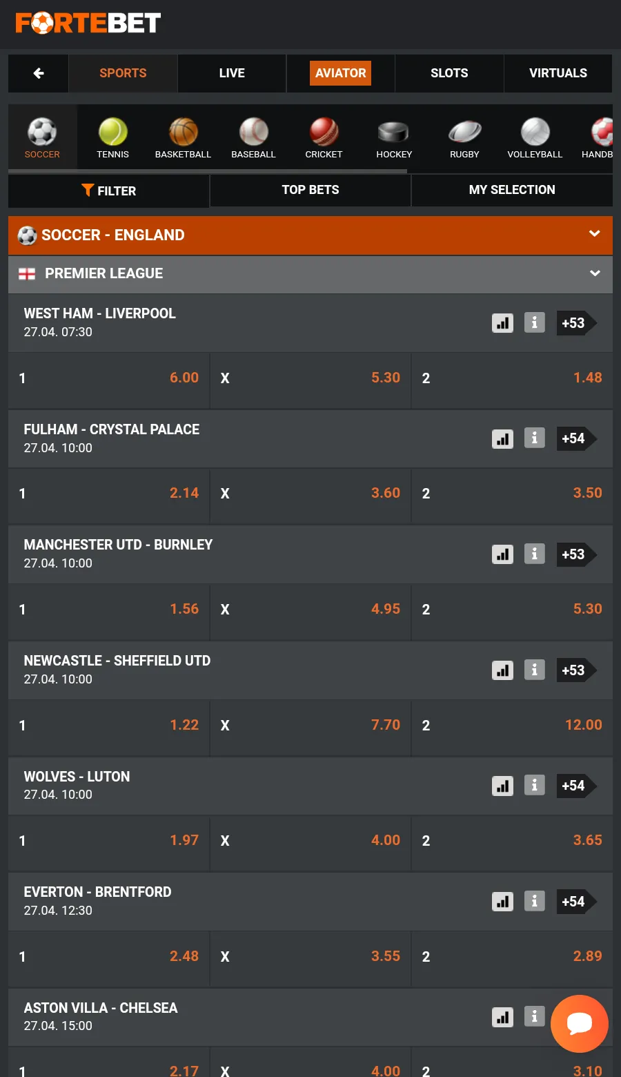 Illustration of a smartphone displaying the Fortebet Mobile App interface with a dark blue and black color