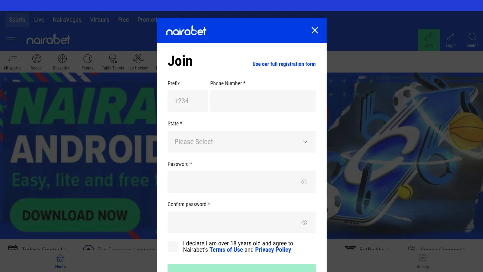 Fill this form to have your account registred