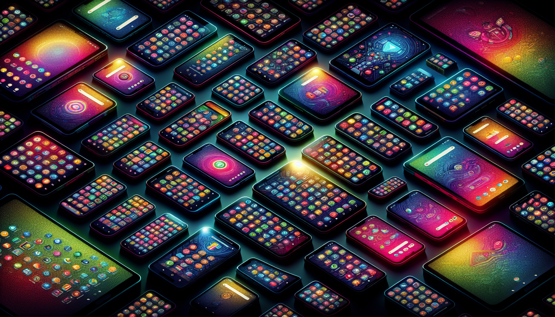 Illustration of diverse Android devices with modded apps