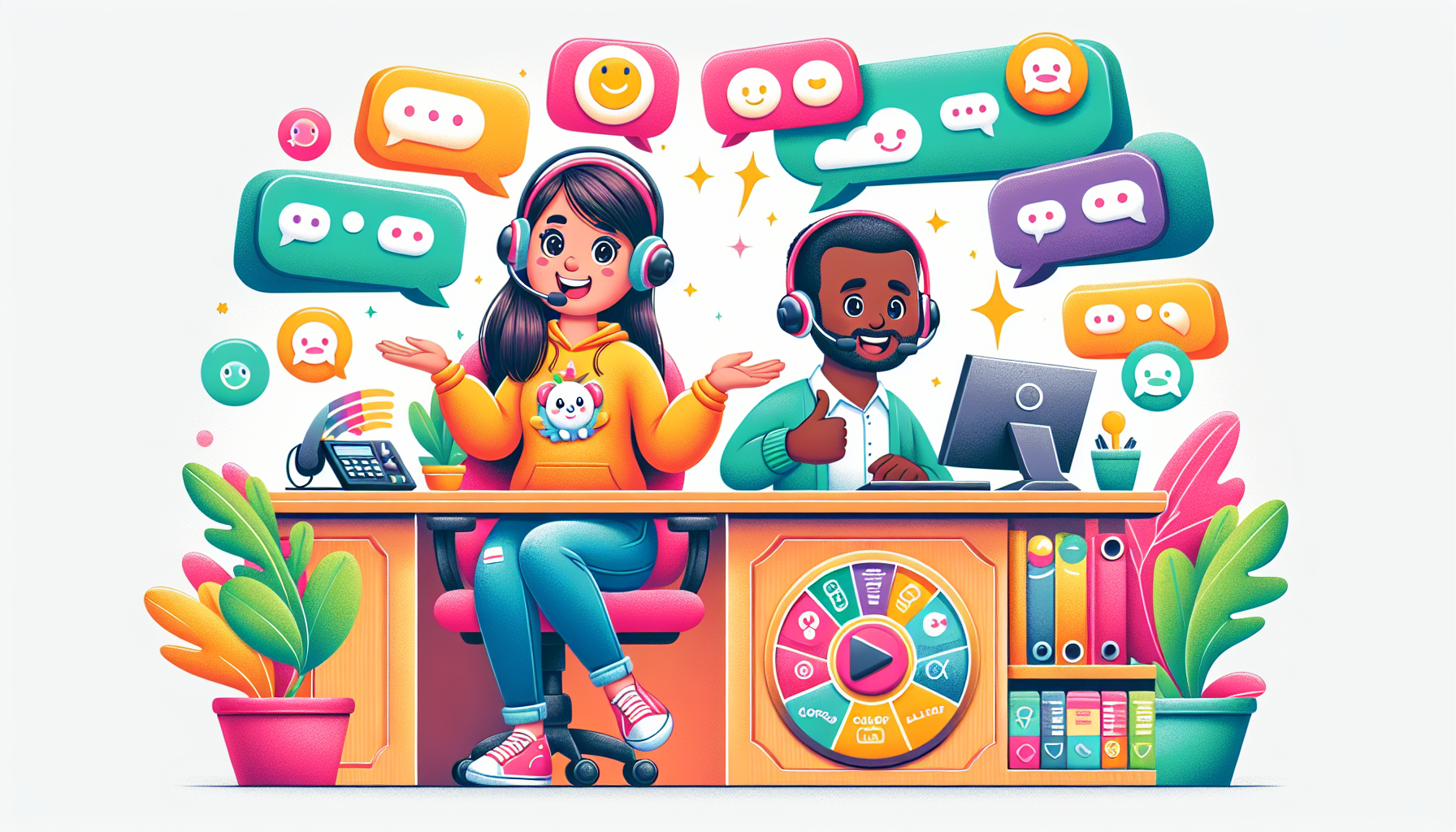 A cartoon depicting customer support interactions for the Apollo Group TV service.