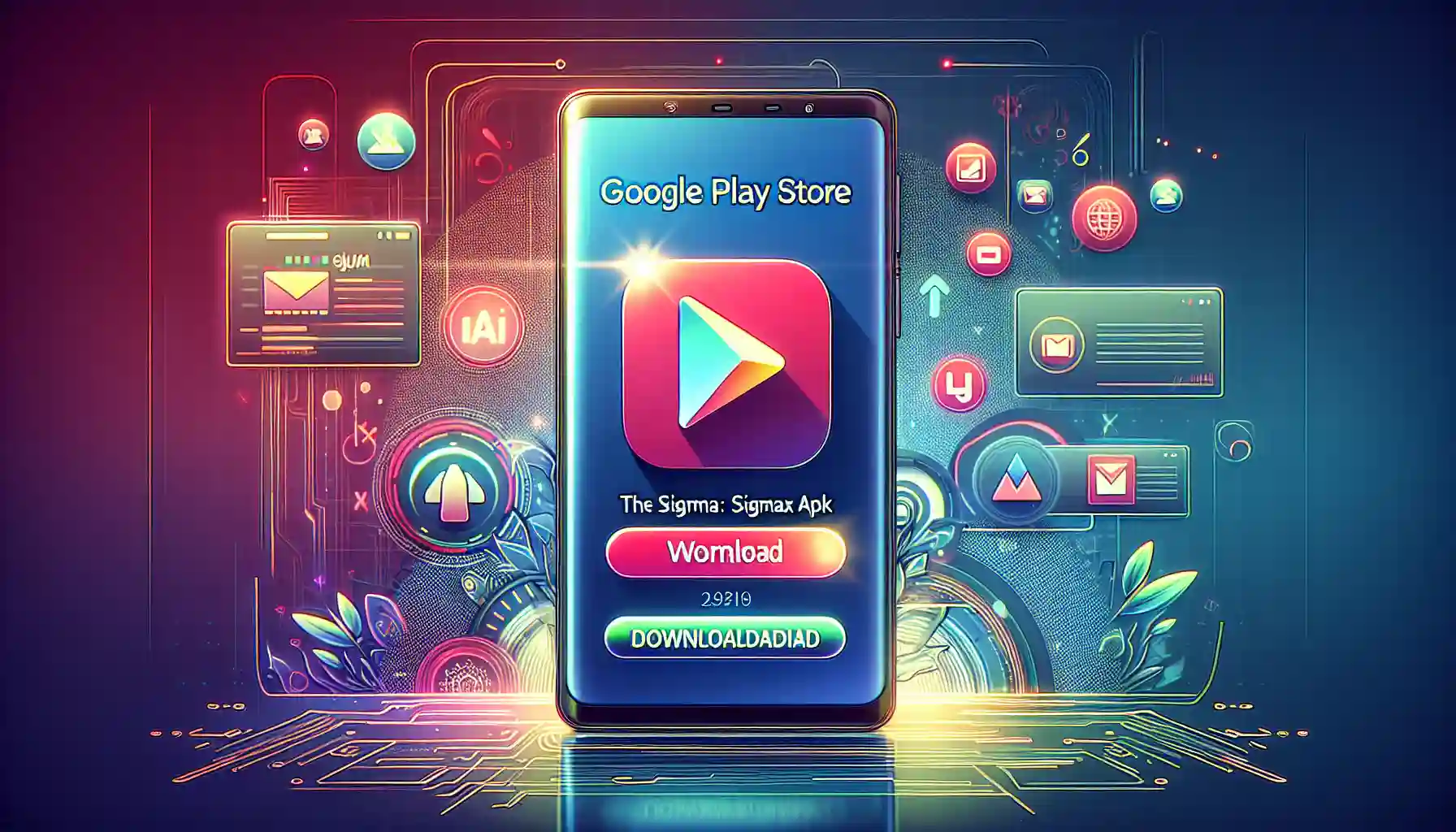 A visual representation of downloading the Sigmax APK from the Google Play Store.