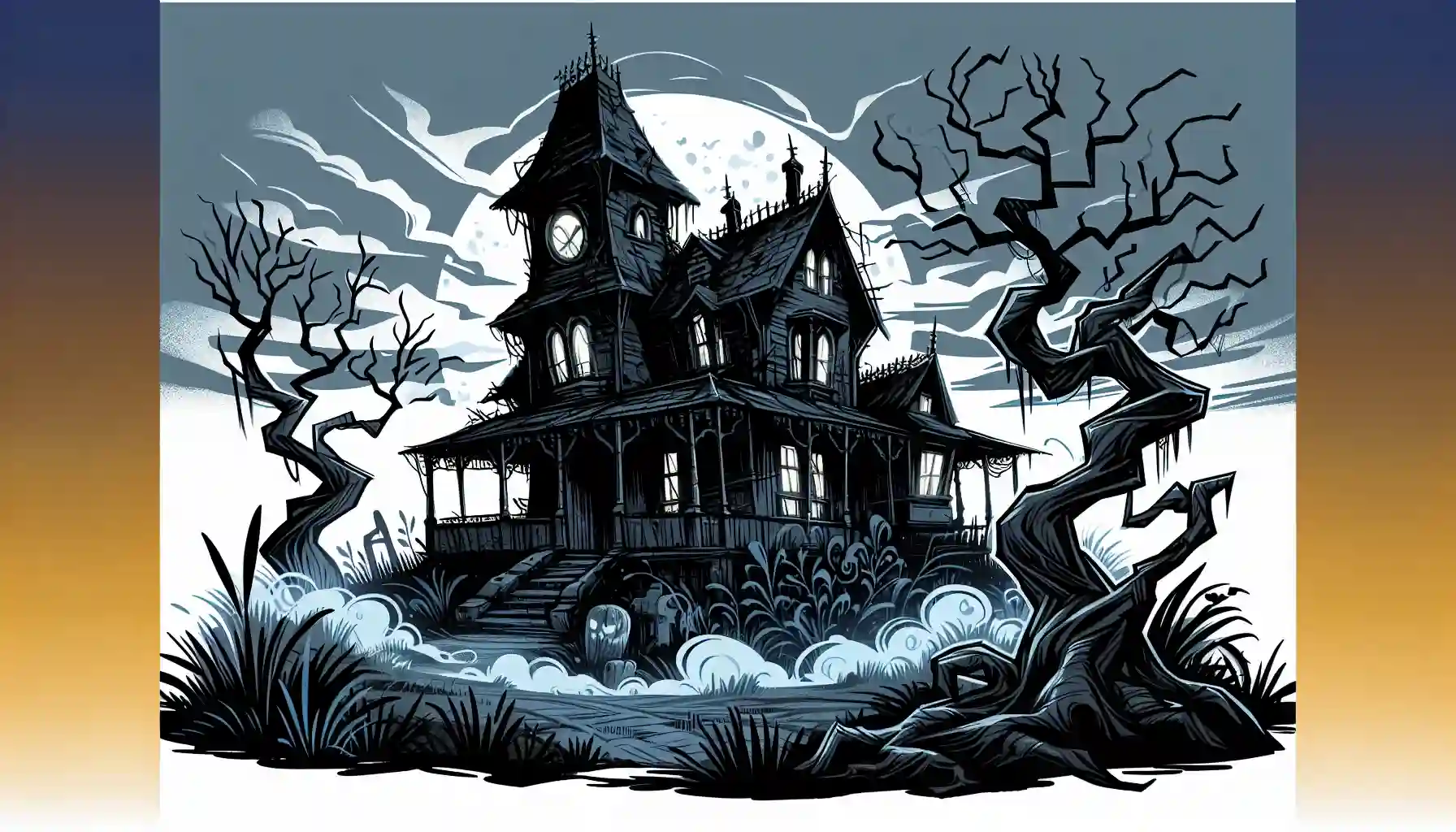 An illustration depicting a creepy house associated with Granny 3.