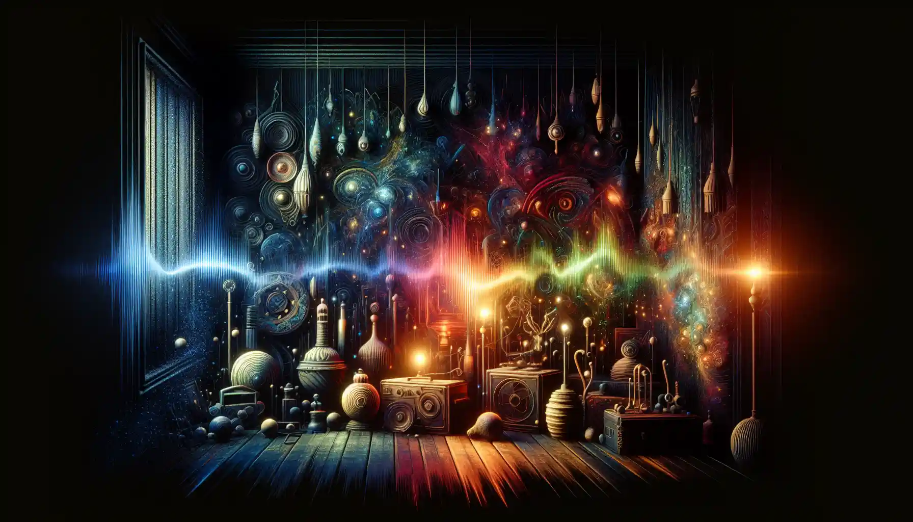 Visual and audio design elements from Granny 4 The Rebellion APK, featuring a dark and atmospheric setting.