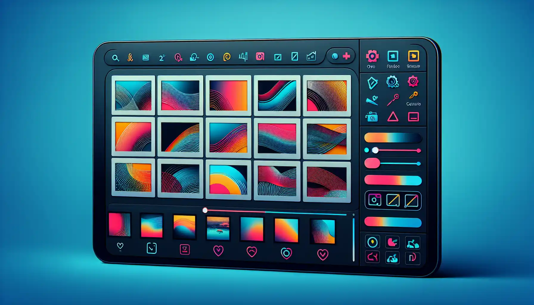 Illustration of navigating the user interface of Adobe Photoshop Express desktop and mobile apps