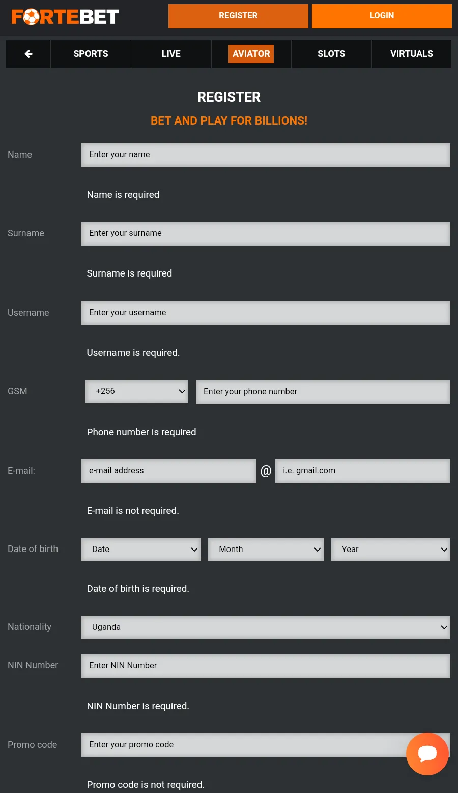 Follow several easy steps to signup and login on Fortebet