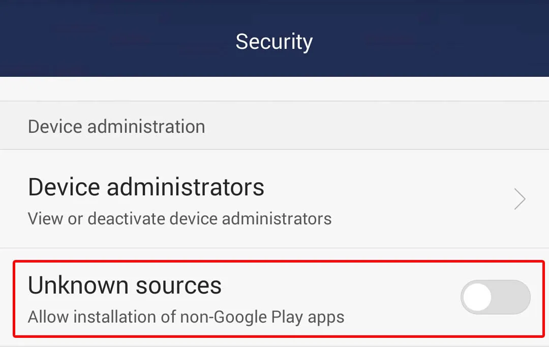 Activate installation from unknown sources