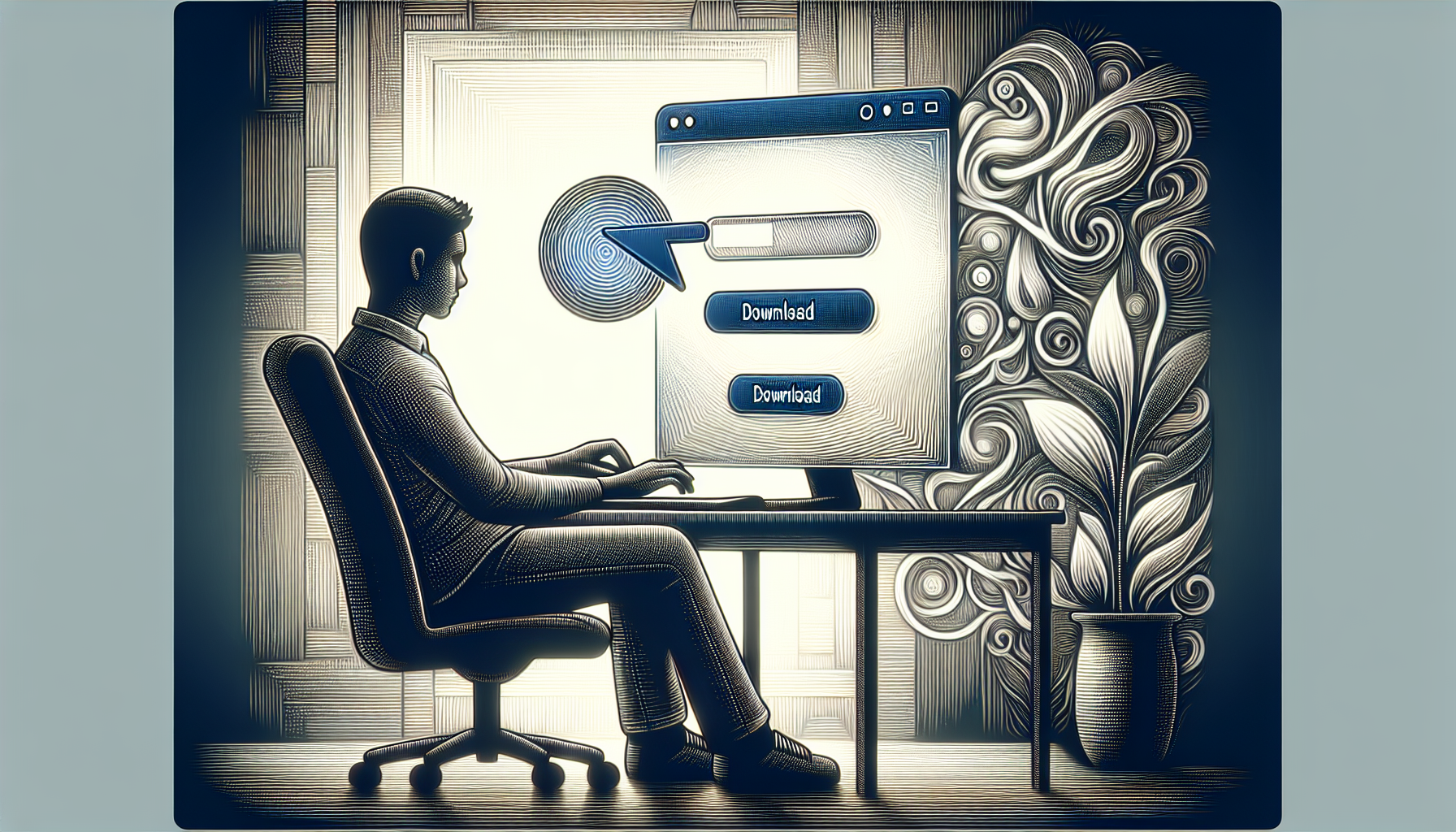 Illustration of a person downloading a mark sheet from NCVT MIS portal