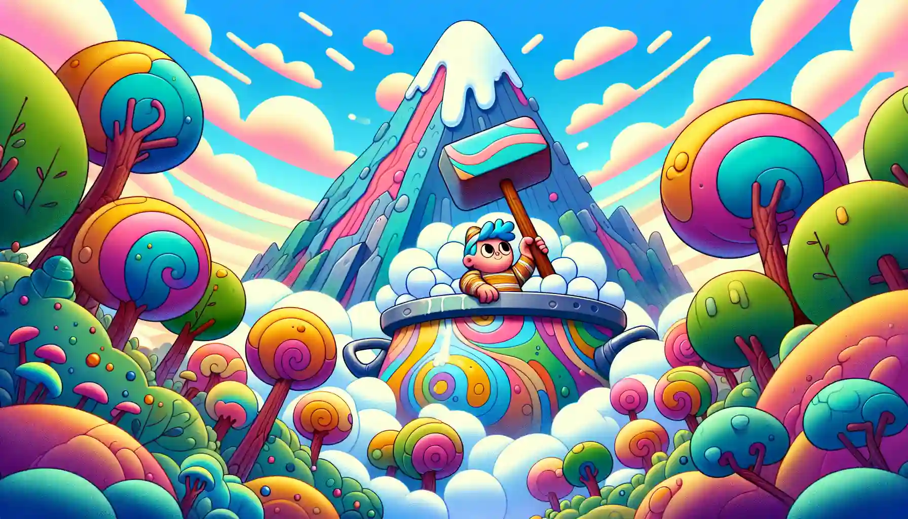 An illustration representing the concept of overcoming challenges in gaming, related to Getting Over It APK.