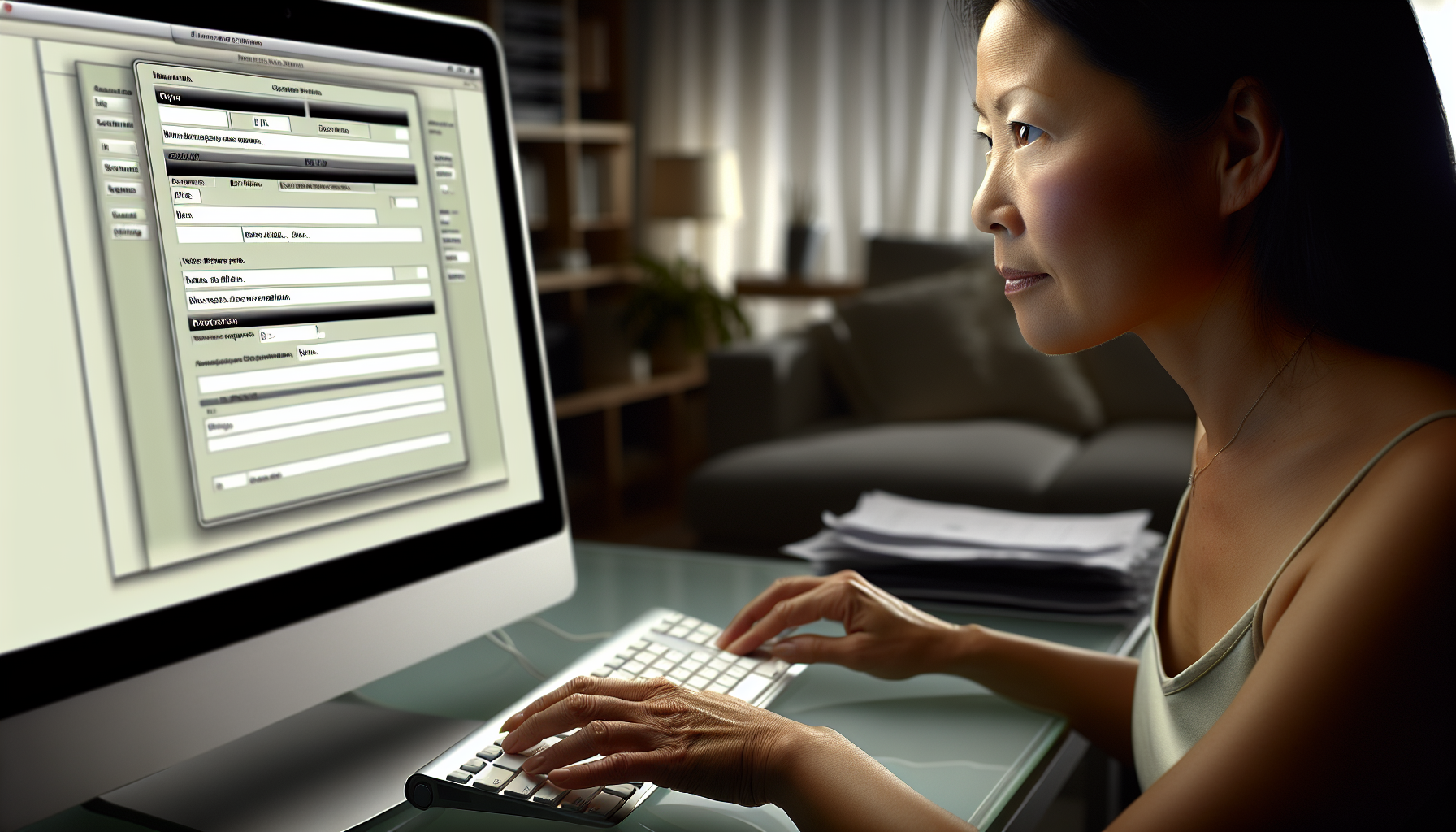 Person using desktop Adobe Acrobat Reader to fill out a form on Windows computer  