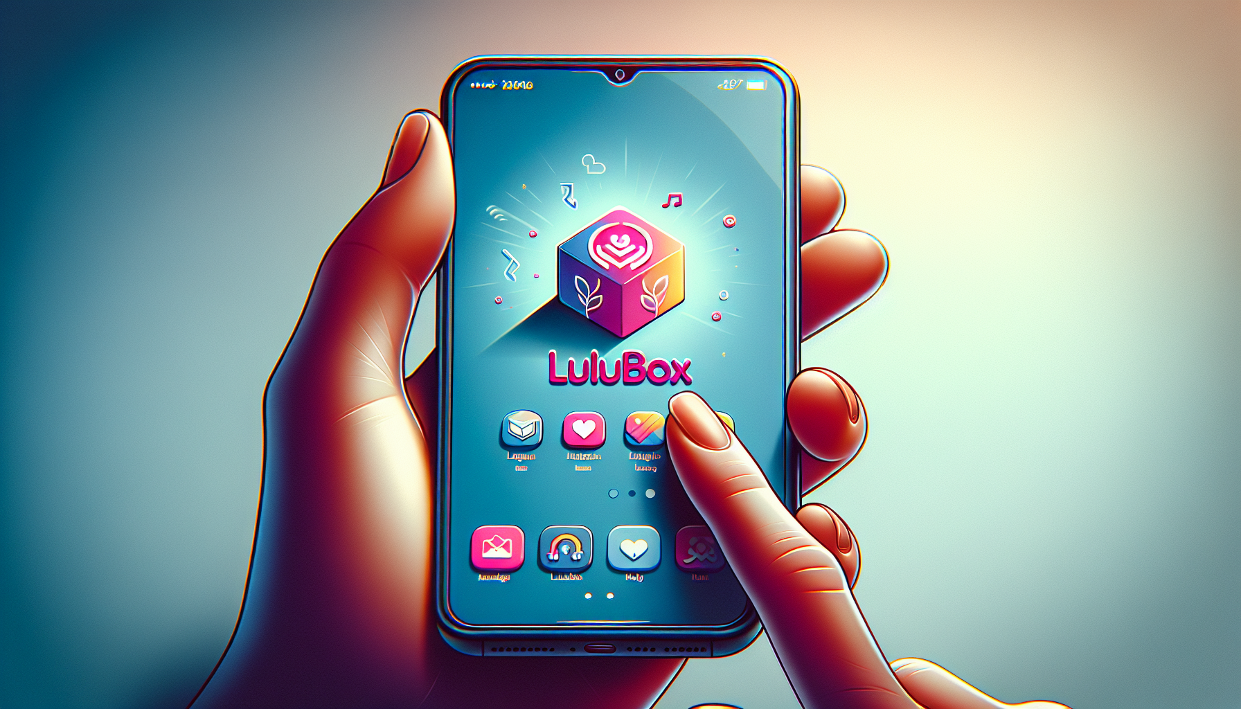 Illustration of a smartphone with Lulubox APK app icon on the screen