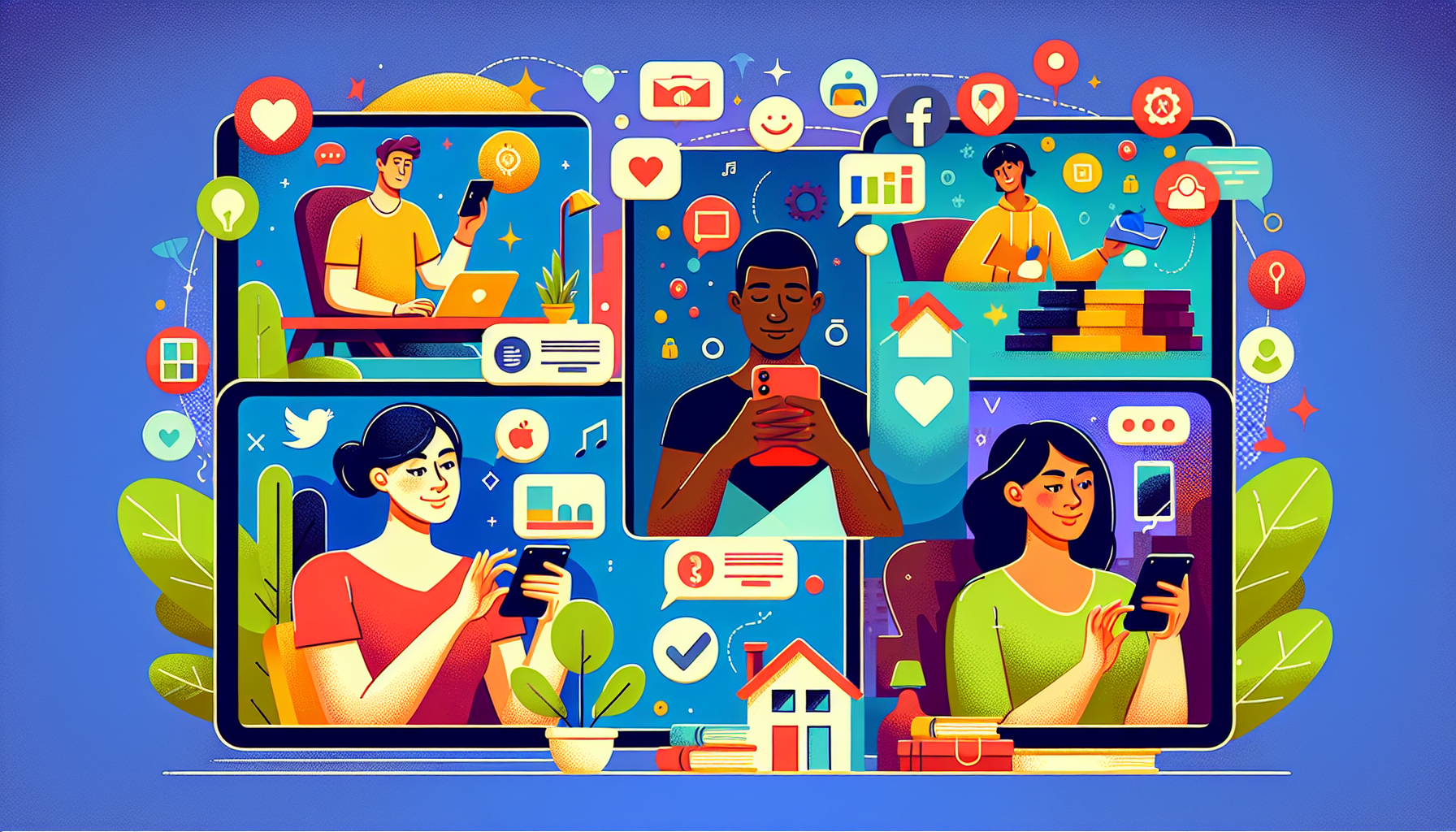 Illustration of people using the Meesho app