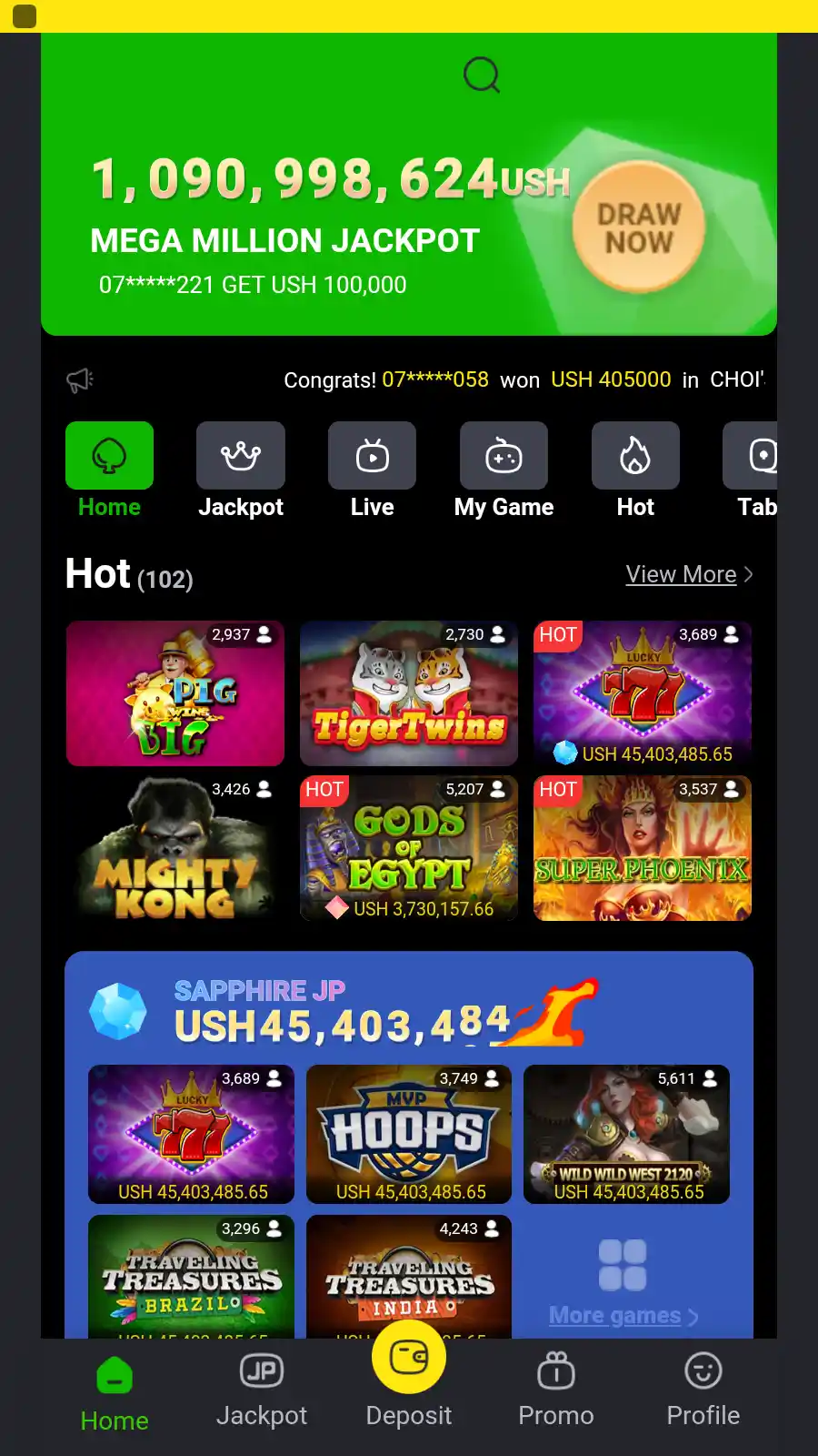 Casino section is available for experienced and newbie gamblers