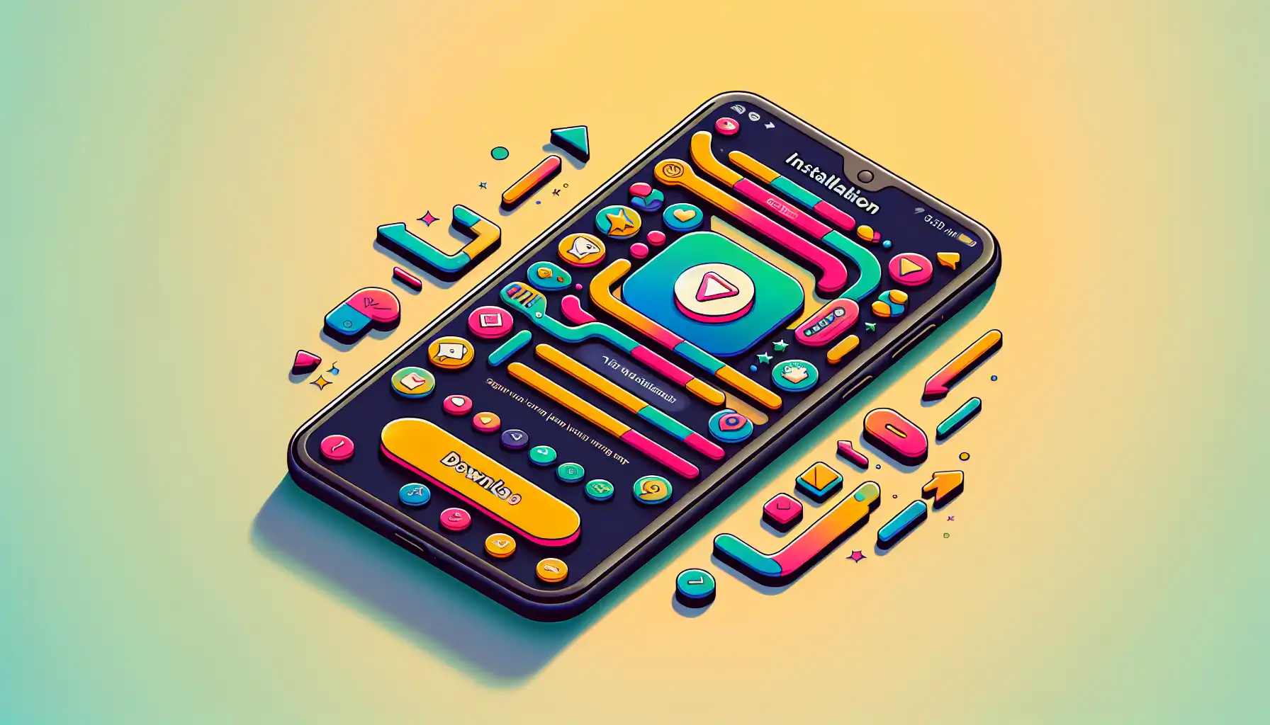 An illustration of a smartphone displaying the Voot app installation process.