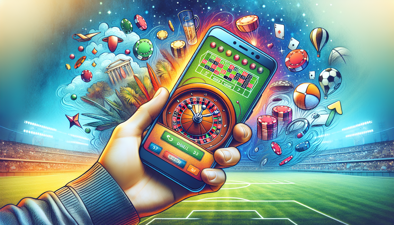 Illustration of live betting and casino gaming features on the mobile version of Melbet app