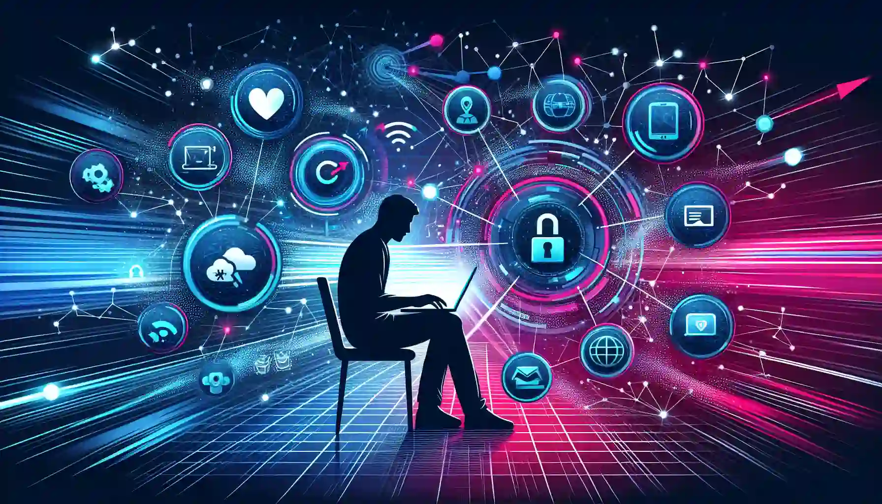 An illustration highlighting the core features of a VPN service.