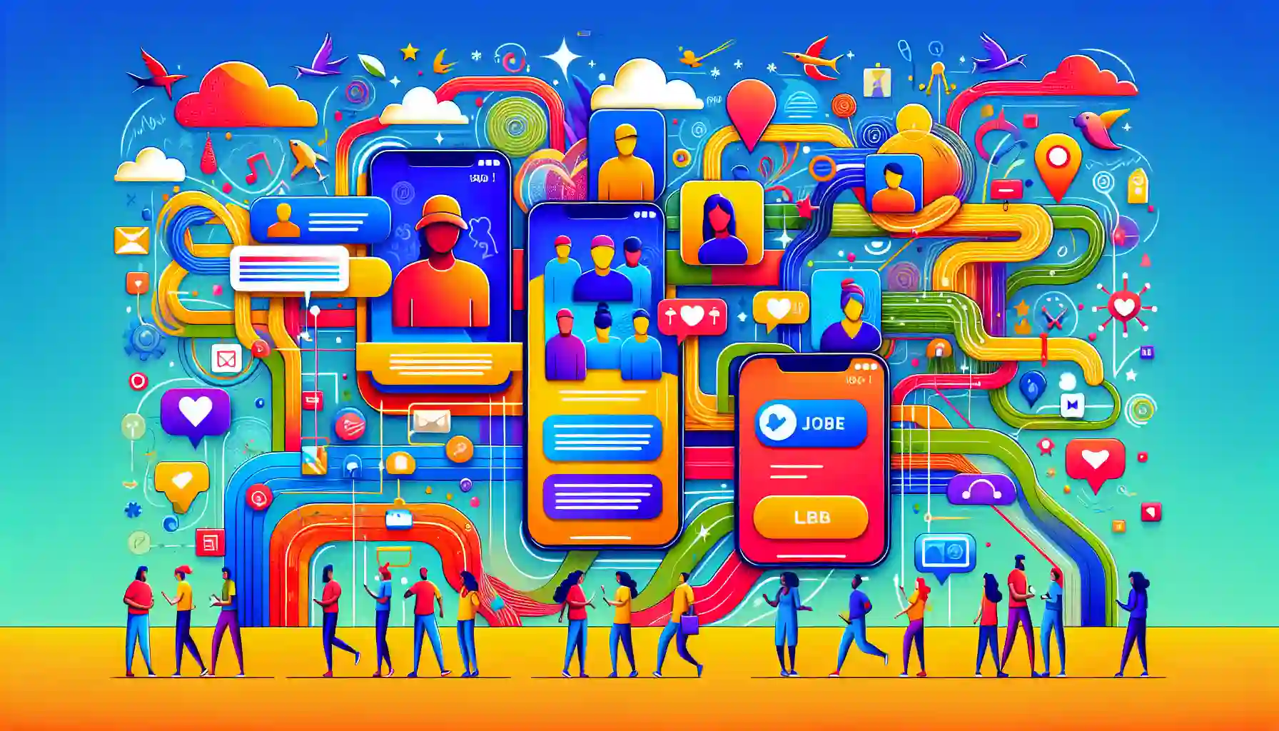 A drawing of a user interface and experience for the Instawork app.