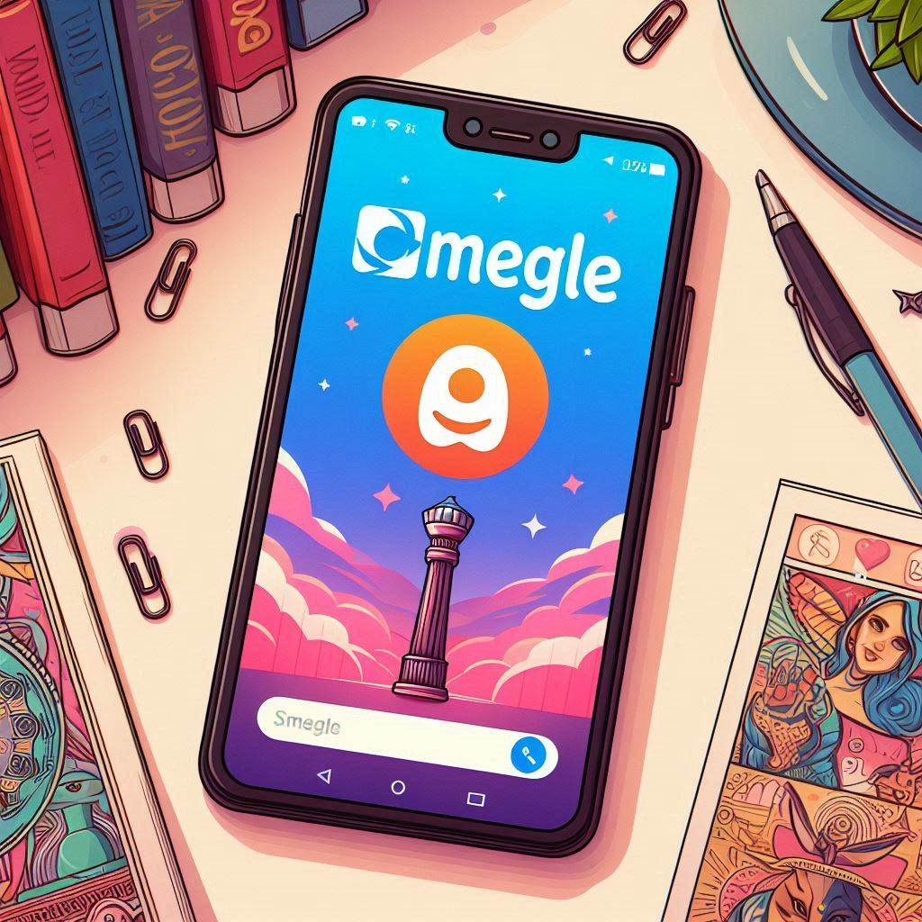 Illustration of a smartphone with the Omegle app logo on the screen
