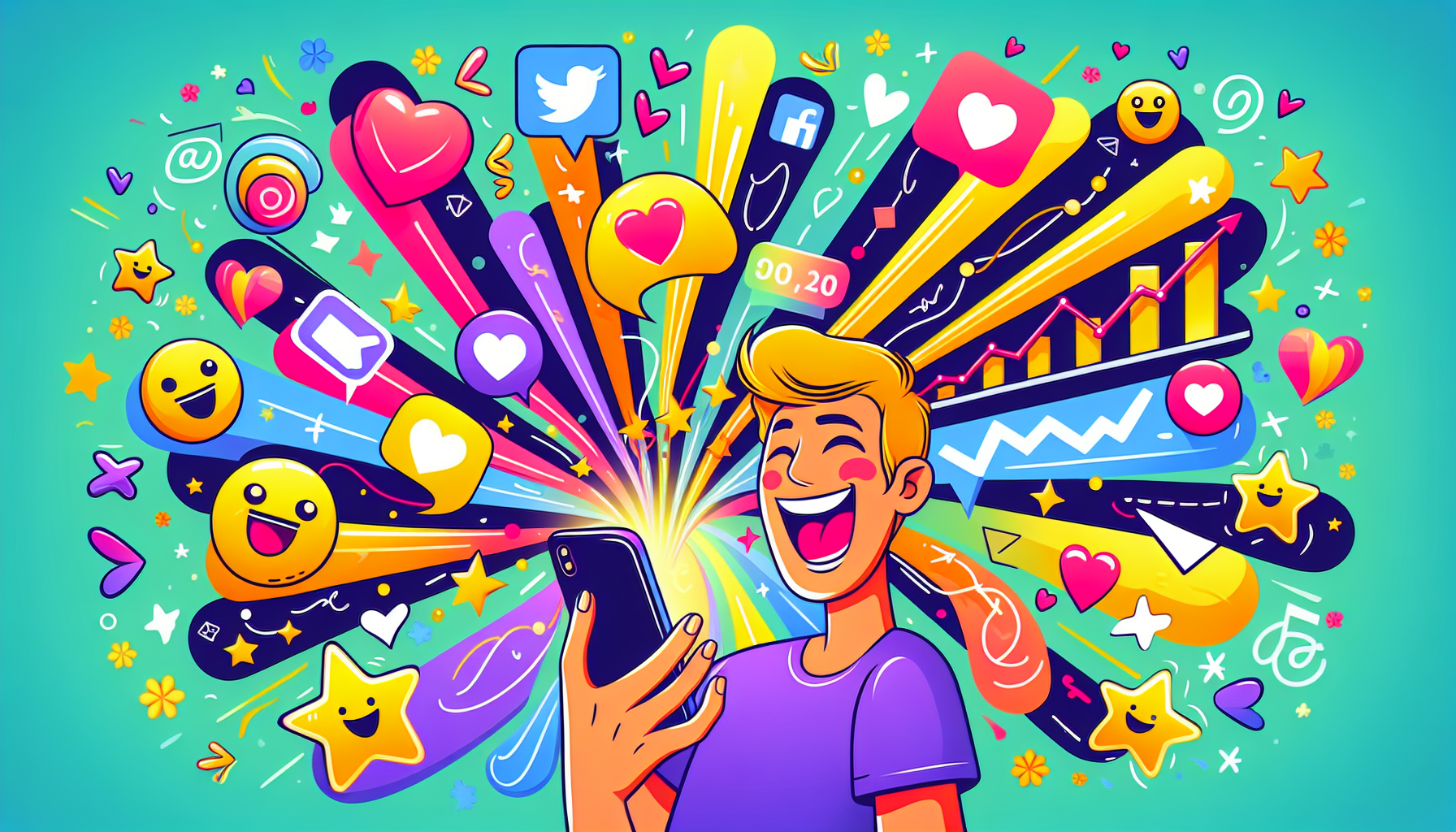 A cartoon illustrating the process of gaining genuine followers using Niva Followers APK.