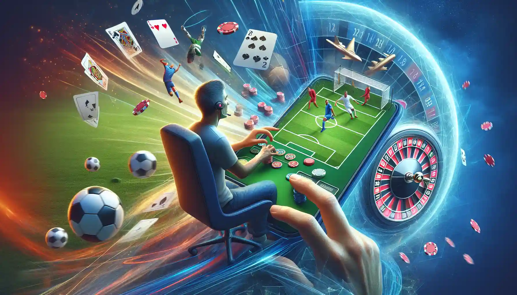 Illustration of a person playing casino games on the Gal Sport Betting app