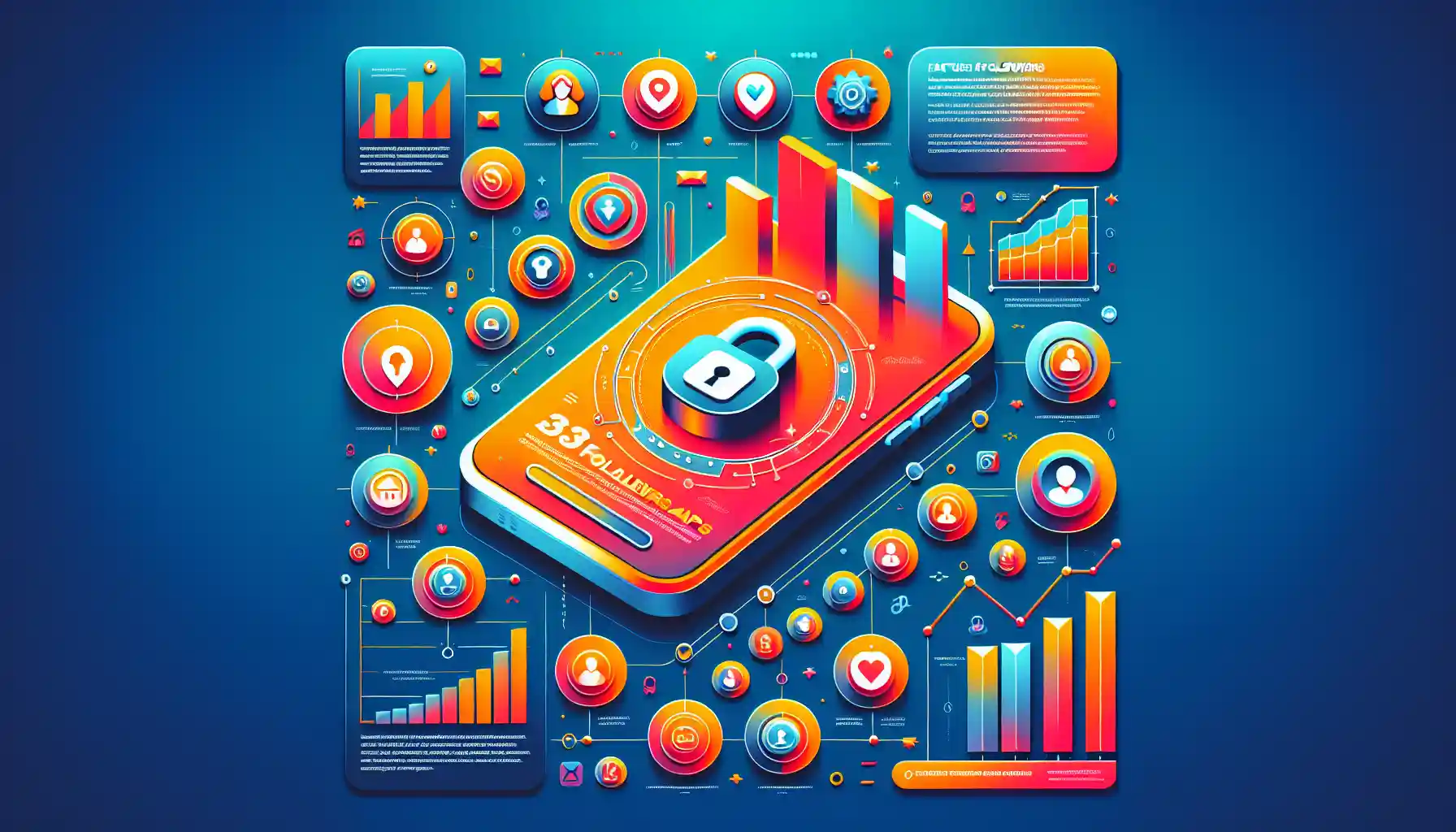 An infographic highlighting key features of the Niva Followers APK.