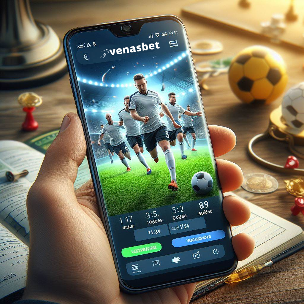 Illustration of a smartphone with Venasbet app logo