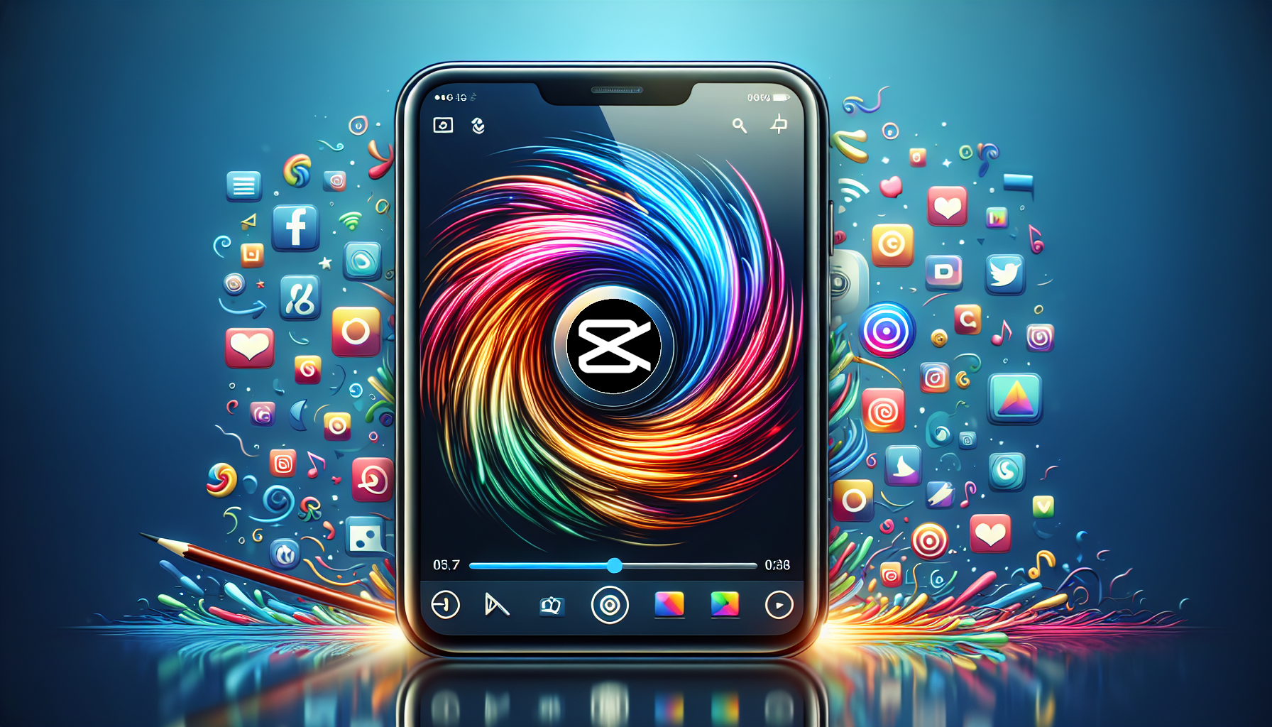 CapCut logo on a smartphone screen