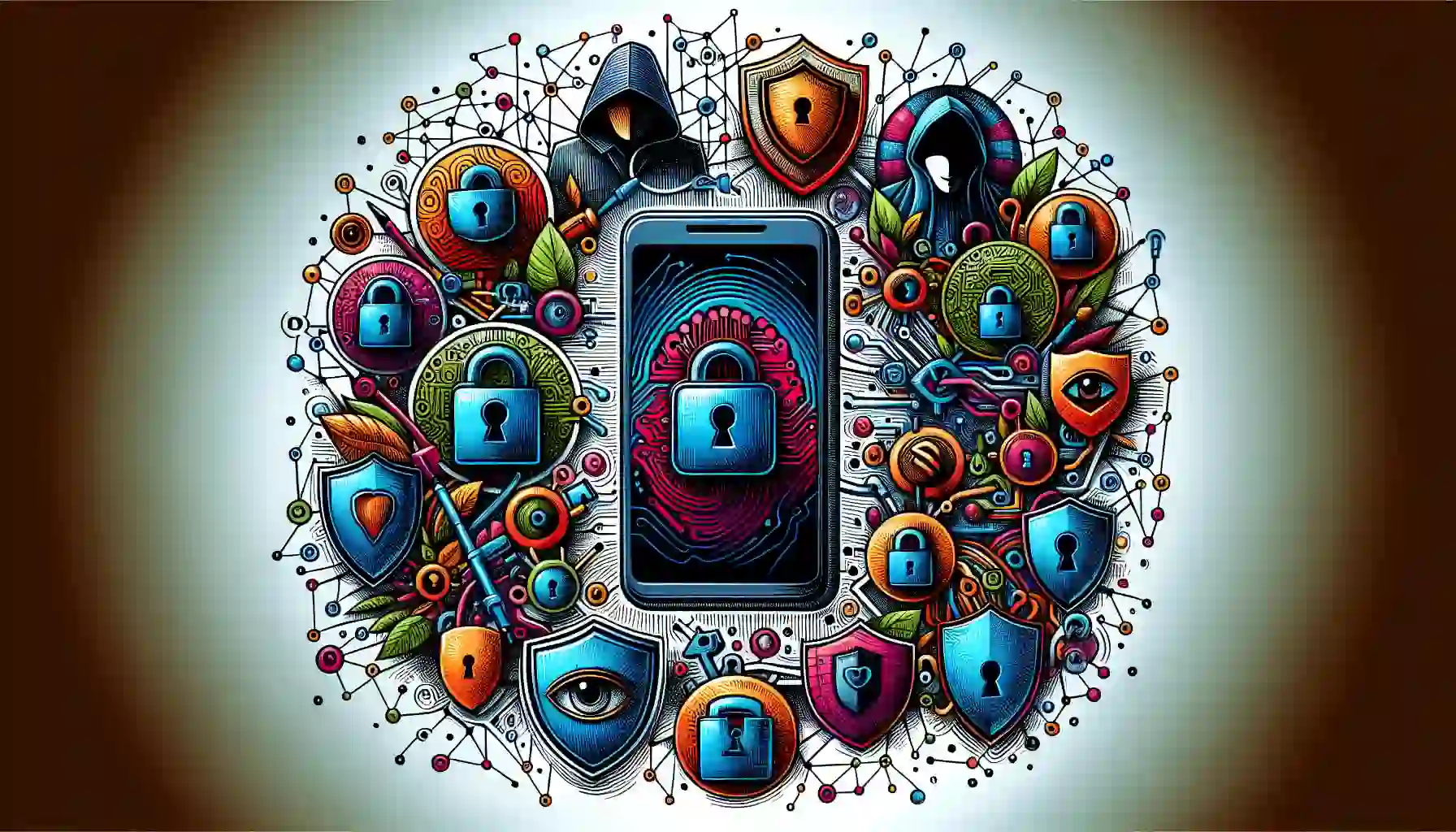 Artistic representation of user interface security features in the OnlyFans app.