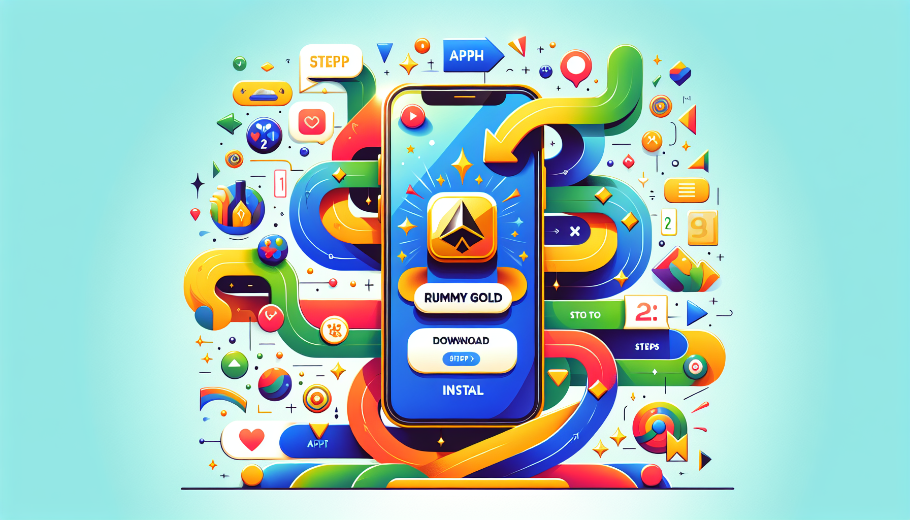 A visual guide for downloading the Rummy Gold APK on mobile devices.