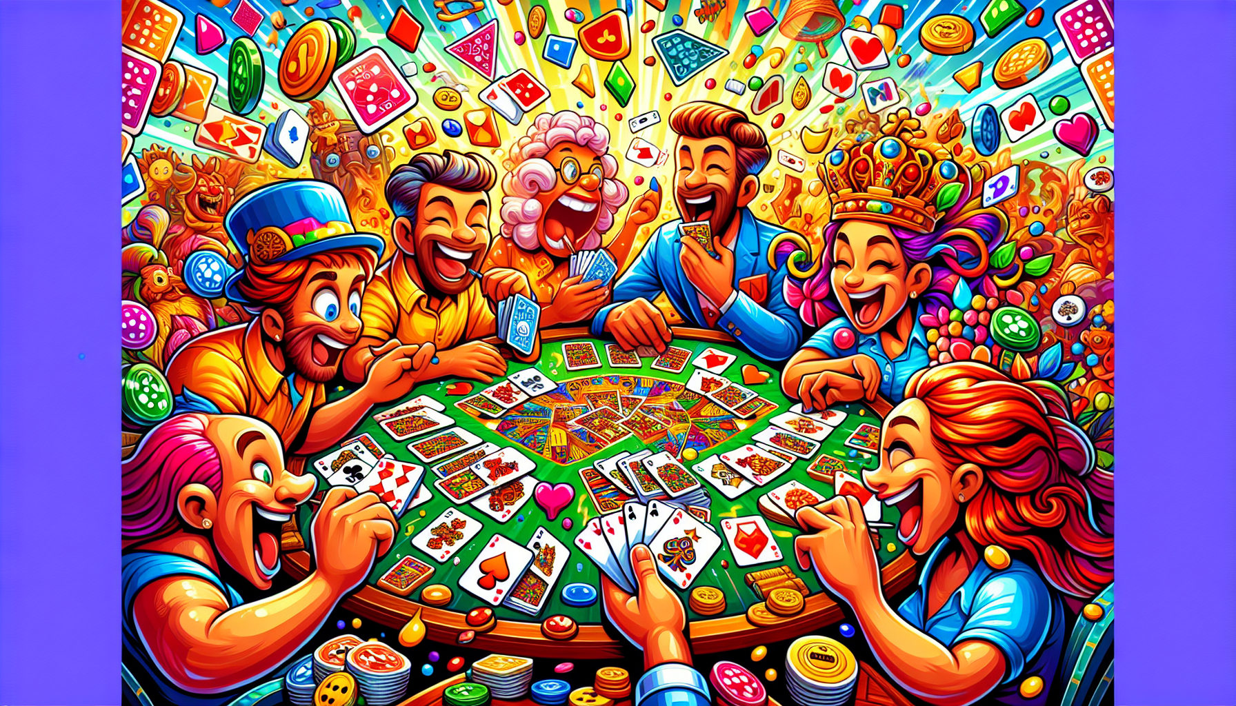 An illustration depicting various game features of Rummy Gold.